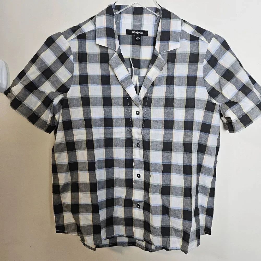 Madewell Boxy Camp Shirt Rainbow Check Shirt Sleeve Button Down Shirt AO032 NWT